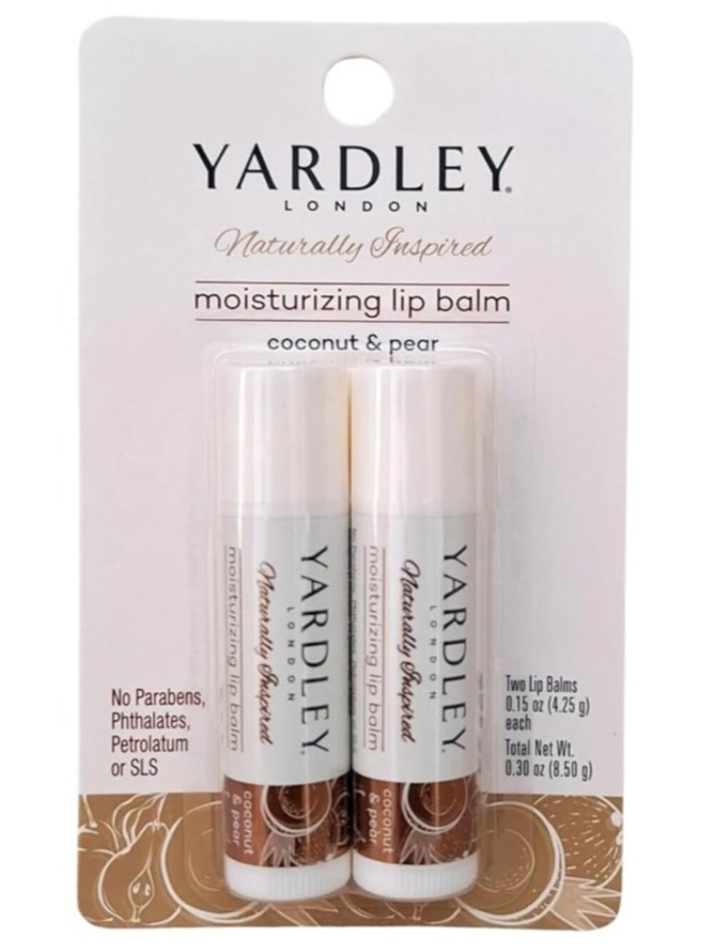 Yardley London Moisturizing Lip Balm Coconut & Pear Pack Of 2 Paraben-Free